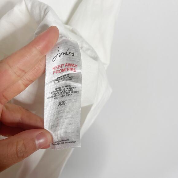 Joules Womens US 4 White Embroidered Sleeveless Shift Dress Cotton Linen Keyhole - Picture 10 of 11